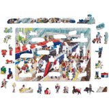 Station City wooden art puzzle — finished puzzle assembled on table