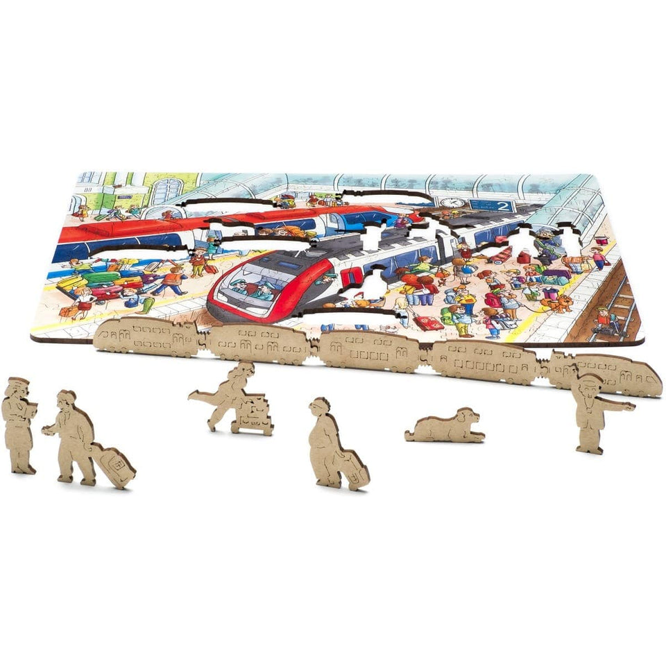 Station City wooden art puzzle — designer gift box and packaging