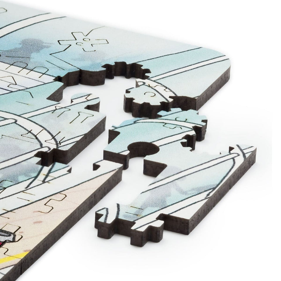 Station City wooden art puzzle — puzzle pieces showing laser-cut shapes
