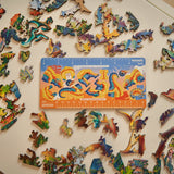 Triceratops wooden dinosaur puzzle for kids — reverse side hidden design