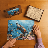 Shimmering Turtle wooden puzzle — close-up of HDF wooden puzzle pieces
