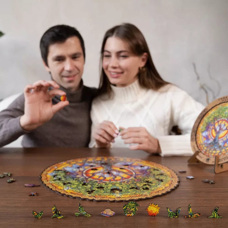 Mandala Tree of Life mandala wooden puzzle — reverse side hidden design