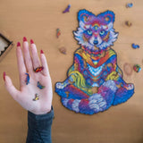Emanating Raccoon wooden animal puzzle — reverse side or hidden design