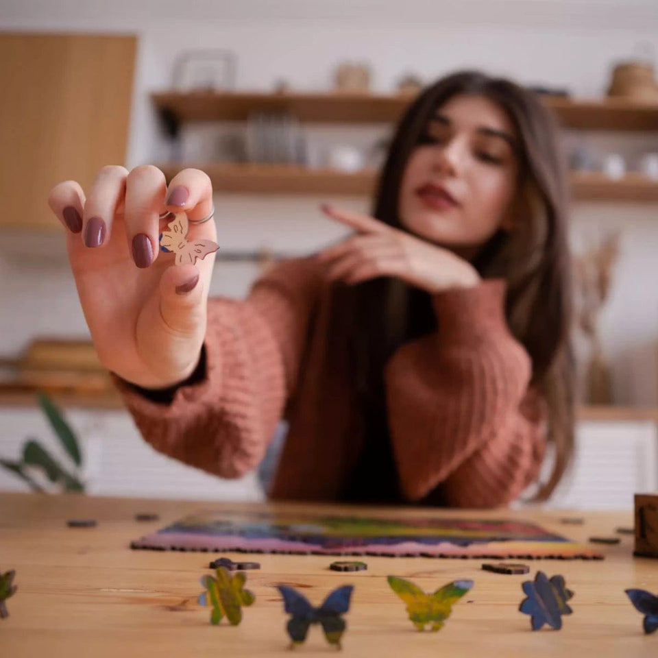 Mountain wooden travel puzzle — size dimensions and comparison