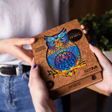 Charming Owl wooden jigsaw puzzle with hidden animal-shaped deer, fox and hedgehog pieces — image 9