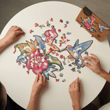 Elusive Colibri wooden animal puzzle — reverse side or hidden design