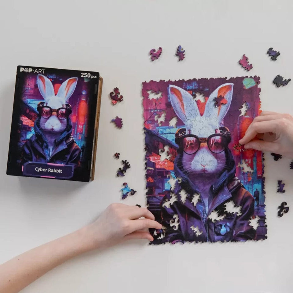 Cyber Rabbit wooden animal puzzle — size dimensions and comparison