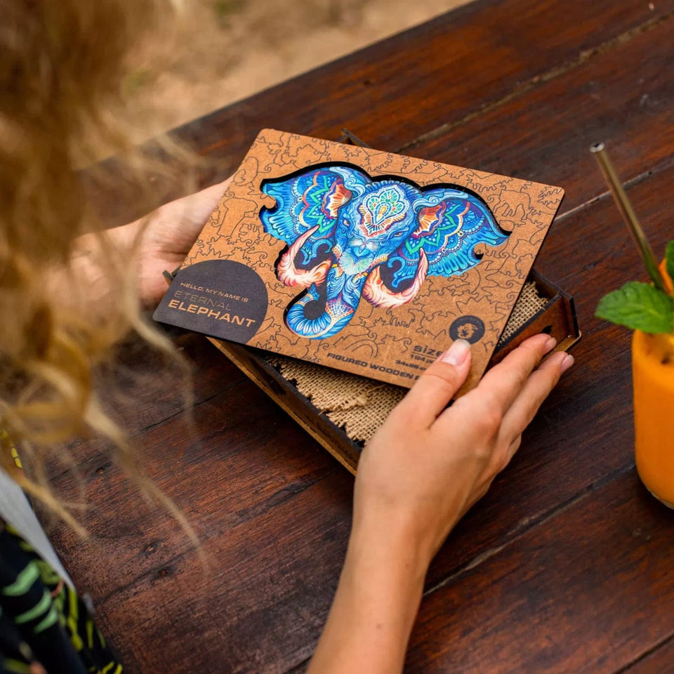 Eternal Elephant wooden jigsaw puzzle with animal-shaped pieces — image 9