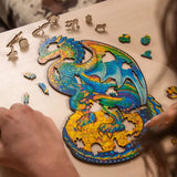 Guarding Dragon wooden animal puzzle — reverse side or hidden design