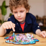 Inspiring Unicorn wooden puzzle — close-up of HDF wooden puzzle pieces