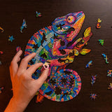 Iridescent Chameleon wooden puzzle — reverse side hidden design