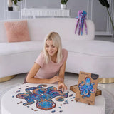 Magnetic Octopus wooden jigsaw puzzle with deep-sea artwork — size comparison and dimensions