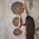 Set for mounting puzzles wooden puzzle — in use with hands assembling