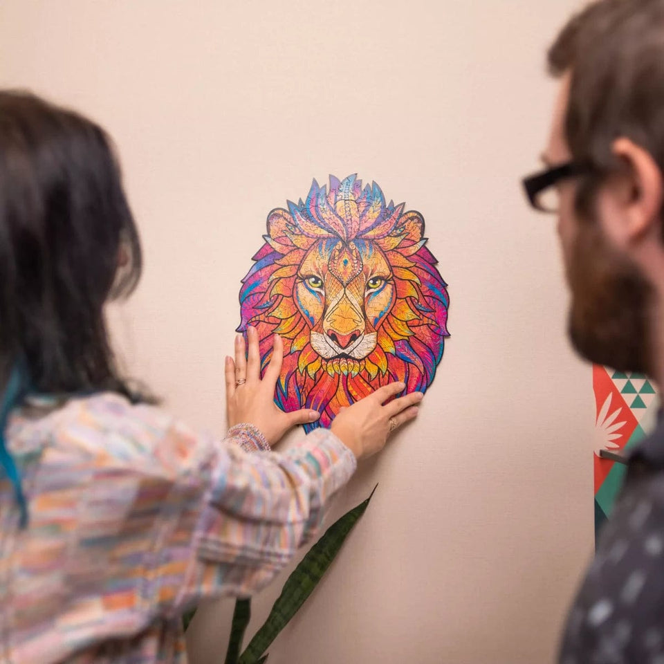 Mysterious Lion wooden jigsaw puzzle for adults with animal-shaped pieces — image 9