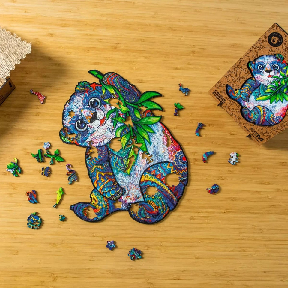 Serious Panda wooden puzzle — reverse side hidden design