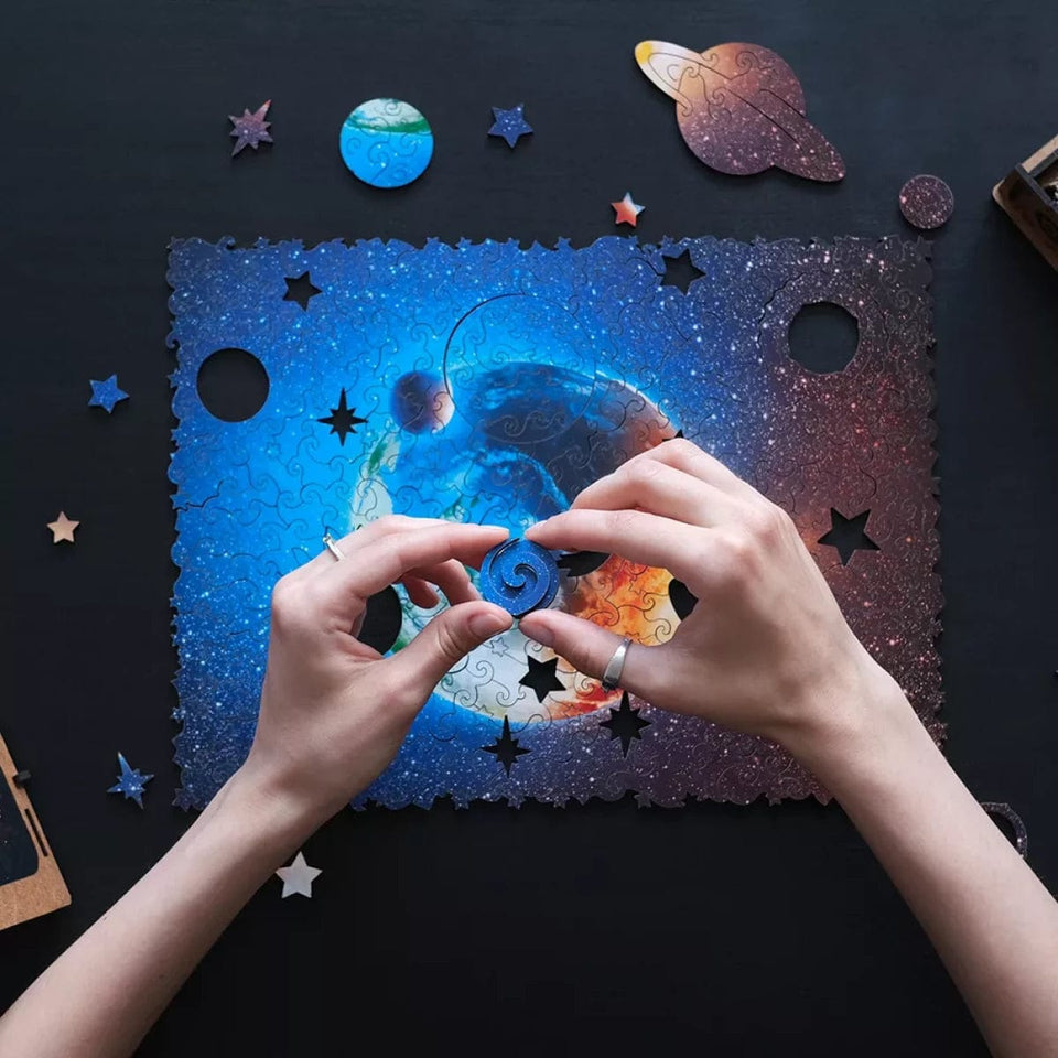 WOOSAIC Planet Earth Limited Edition wooden map puzzle — size dimensions and comparison