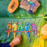 Playful Parrots 5 in 1 wooden puzzle — reverse side hidden design