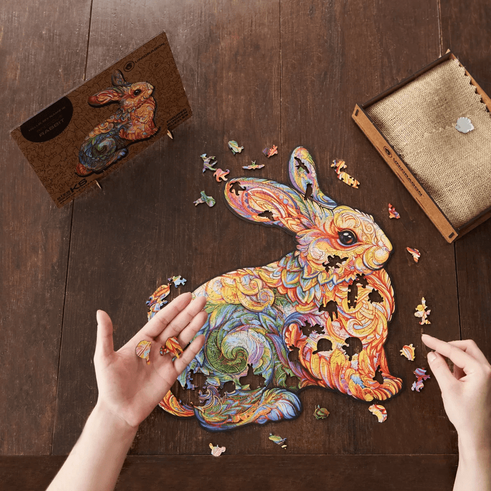 Precious Rabbit wooden puzzle — reverse side hidden design