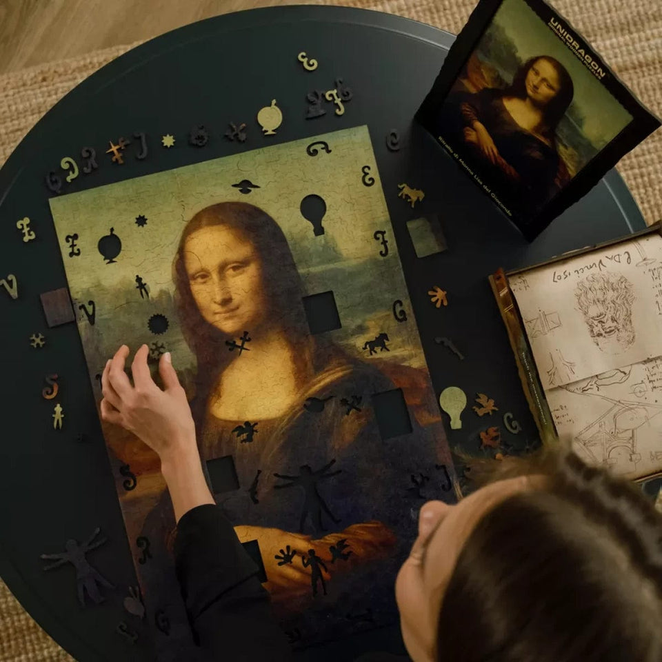 Mona Lisa wooden art puzzle — size dimensions and comparison