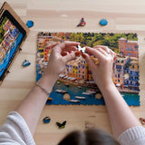 WOOSAIC Italian Riviera Limited Edition wooden travel puzzle — size dimensions and comparison