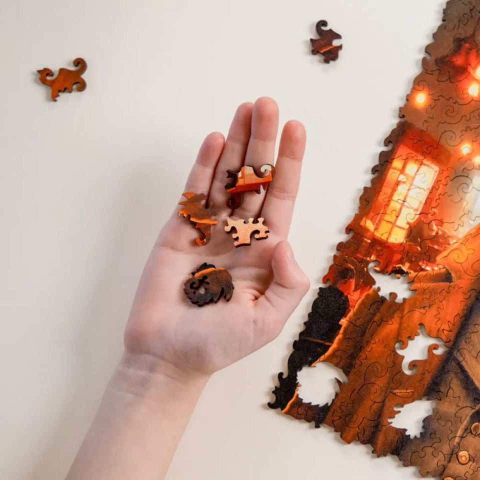 Thomas Rabbit wooden puzzle — in use with hands assembling