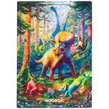 Triceratops wooden dinosaur puzzle for kids — front view with vivid artwork