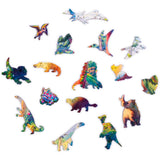 Triceratops wooden dinosaur puzzle for kids — puzzle pieces showing laser-cut shapes