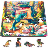 Tyrannosaurus Rex wooden dinosaur puzzle for kids — premium HDF laser-cut puzzle close-up