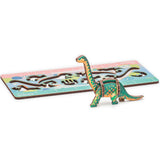 Diplodocus wooden dinosaur puzzle for kids — in use with hands assembling