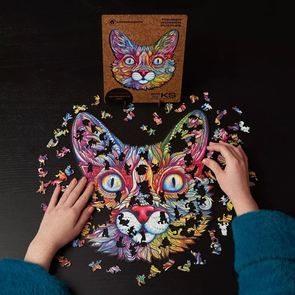 Impressive Cat wooden animal puzzle — reverse side or hidden design