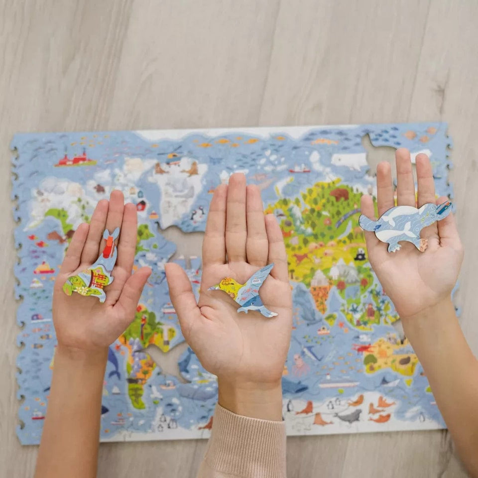 World Map wooden map puzzle — puzzle pieces showing laser-cut shapes