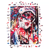 Ethnic Girl wooden puzzle — finished puzzle assembled on table