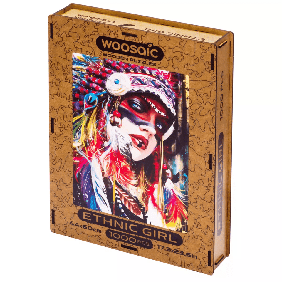 Ethnic Girl wooden puzzle — in use with hands assembling