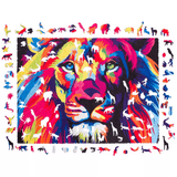 Hologram Lion wooden animal puzzle — finished puzzle assembled on table