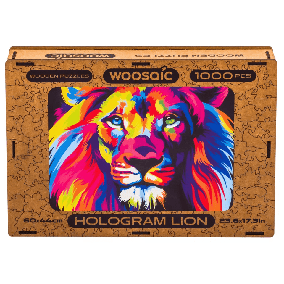 Hologram Lion wooden animal puzzle — premium HDF birch alternative laser-cut