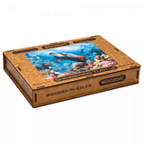 Shimmering Turtle wooden puzzle — in use with hands assembling