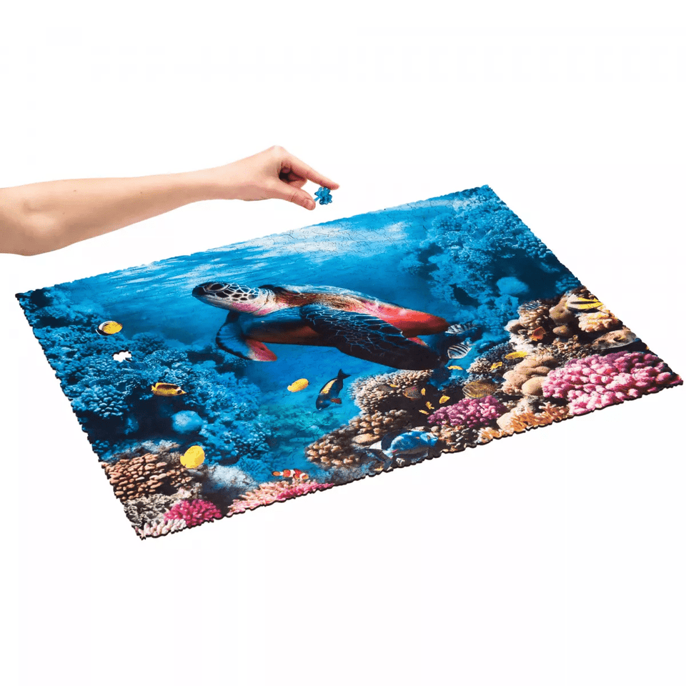 Shimmering Turtle wooden puzzle — reverse side hidden design